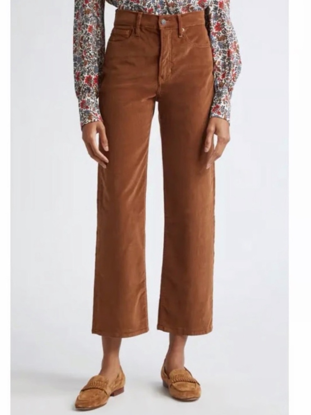 Veronica Beard Crosbie Brown Corduroy Wide Leg Crop Pants High Rise Size 30